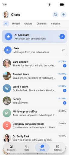 The chats list