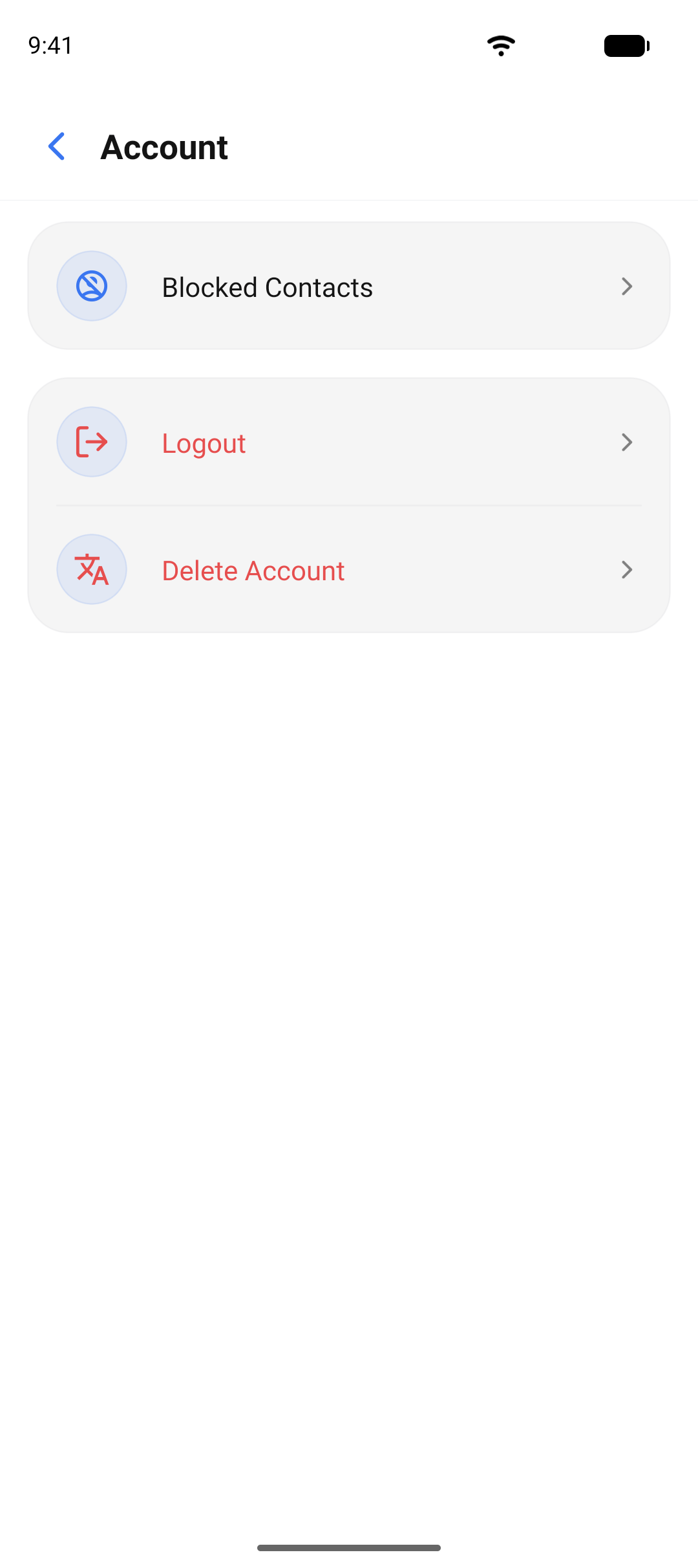 The account settings
